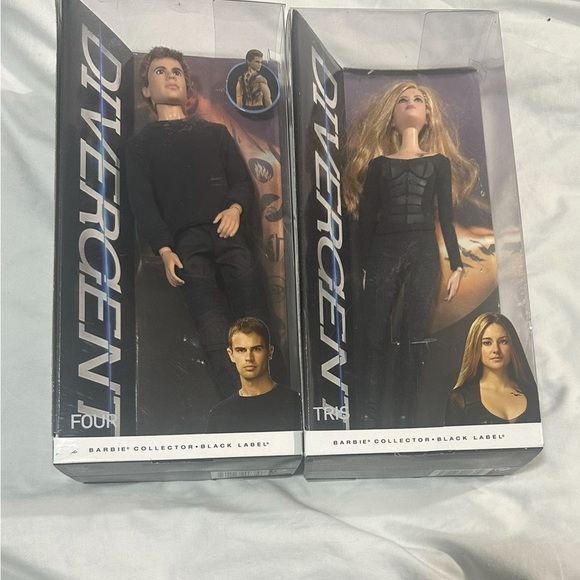2014 Divergent Movie Tris & Four Barbie Doll Set Black Label Collector NIB HTF - Picture 1 of 5